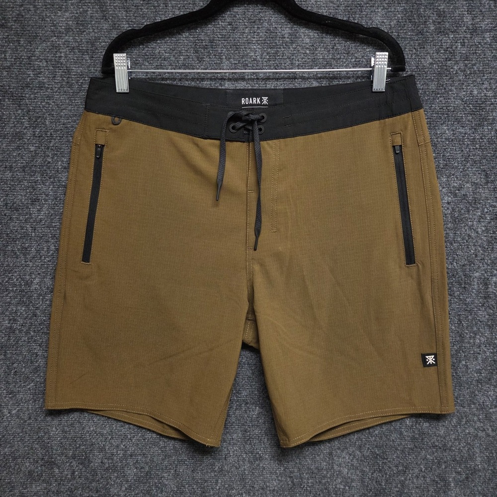 Roark Shorts Mens 34 Brown Venture Hybrid Boardshort 18.5" Stretch Unlined NWOT